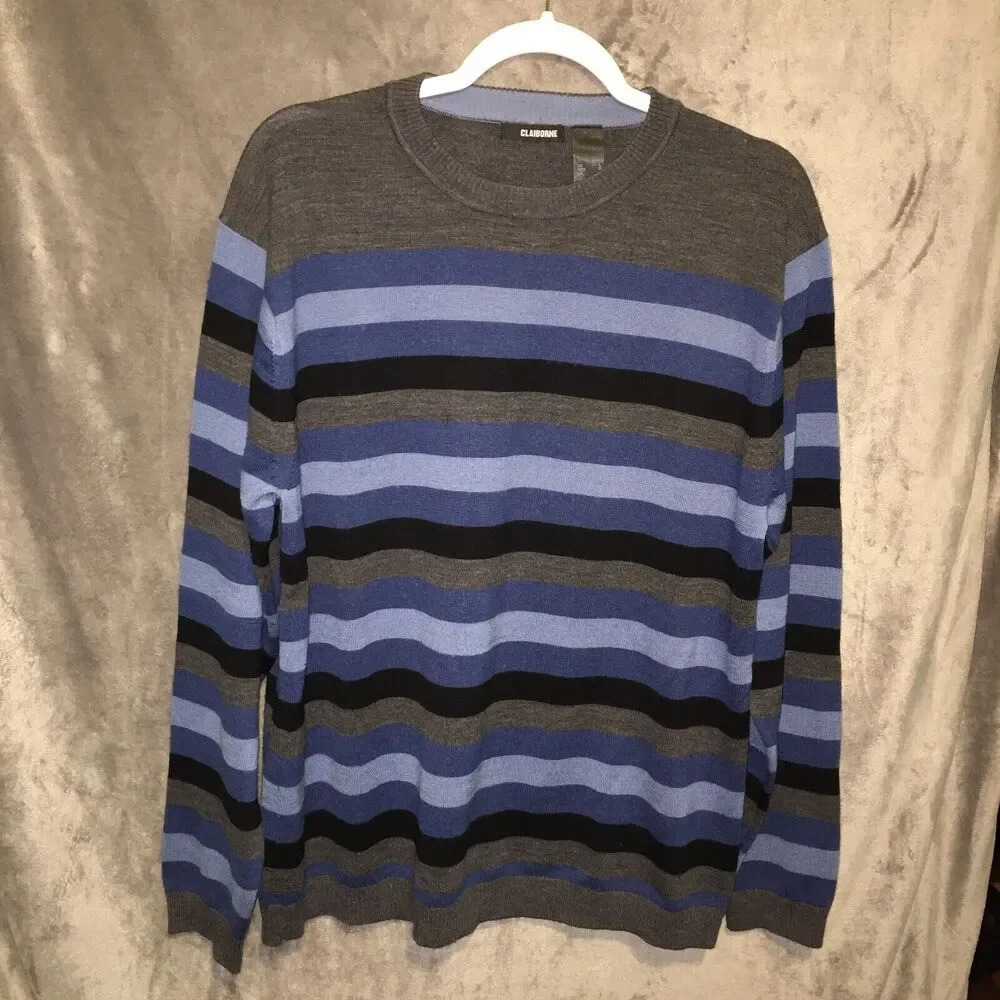 CLAIBORNE Men's Winter Sweater, Large, 100% Merino Wool